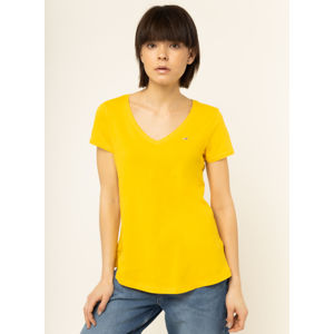 Tommy Jeans dámské žluté tričko Soft - M (ZCM)